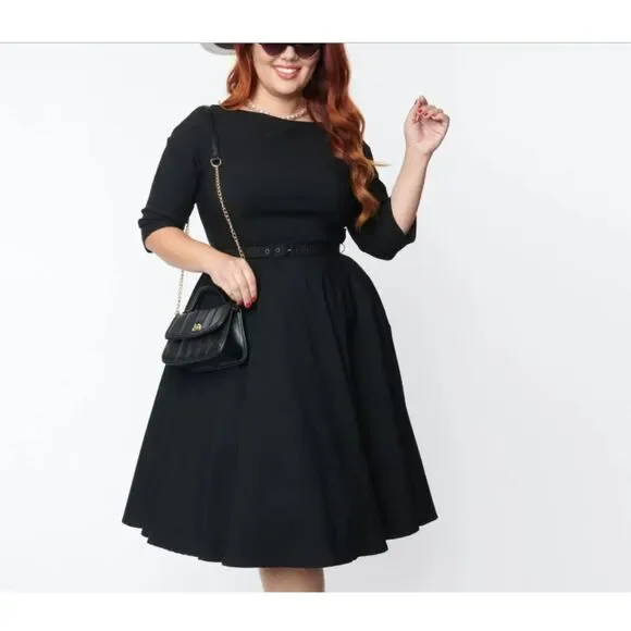 blue black gold white dress Matteau Boat Neck Bias Dress - Black main image 1